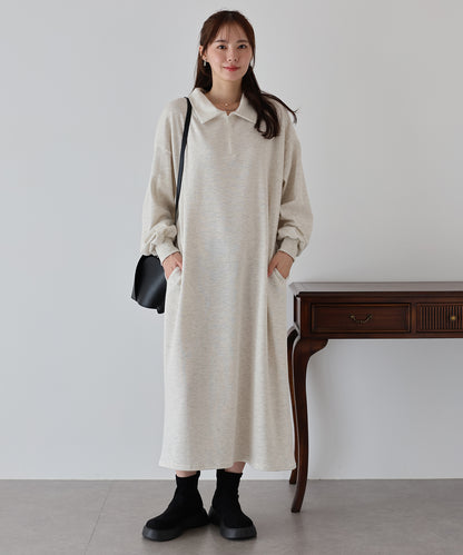 【早割5％OFF】ハーフジップスウェットワンピース