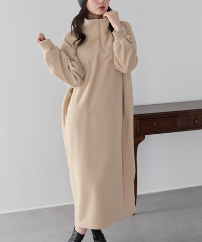 【早割5％OFF】ハーフジップフリースワンピース