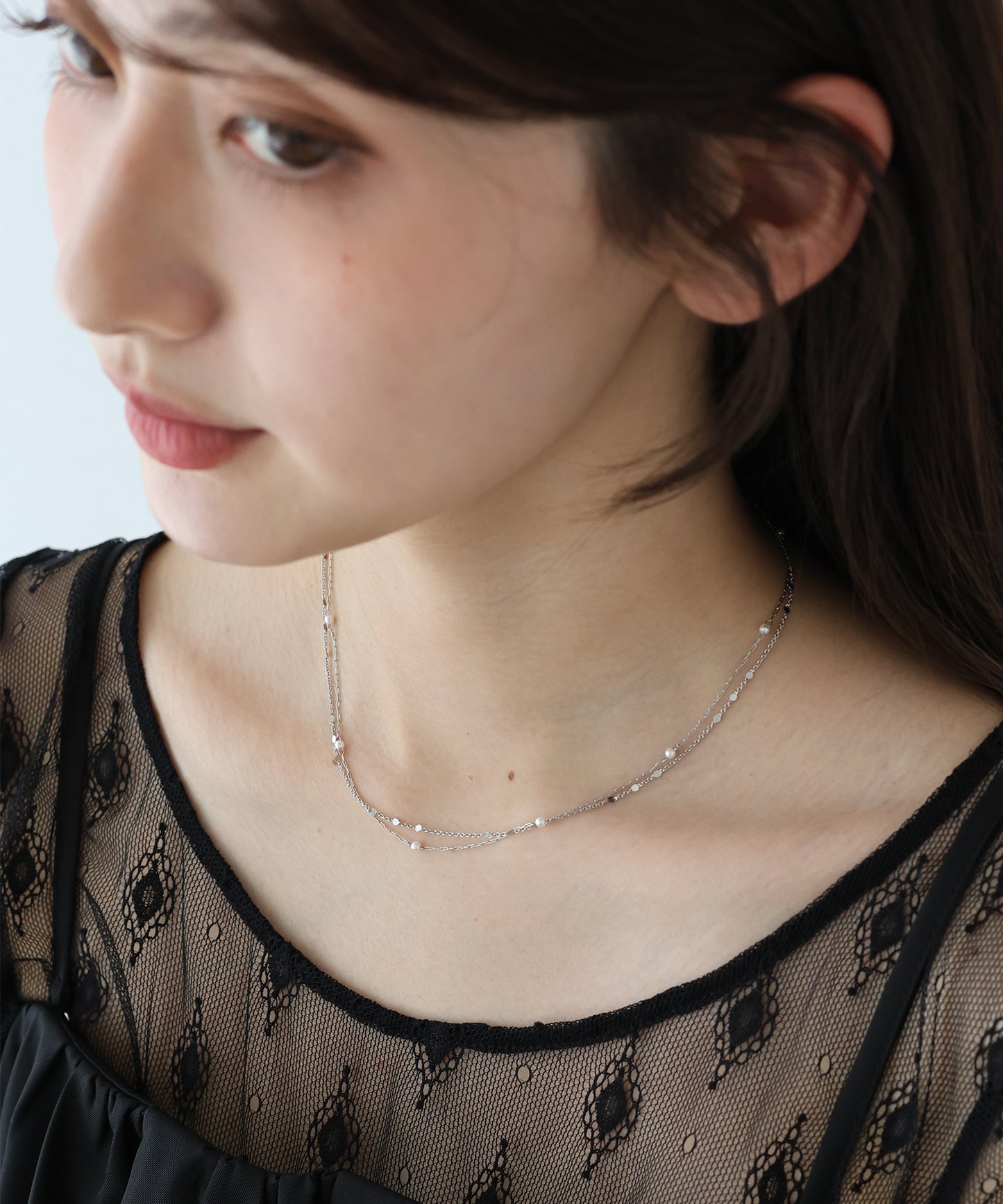 【新商品限定5％OFF（木）】2連ステーションネックレス / ニッケルフリー【ネコポス】