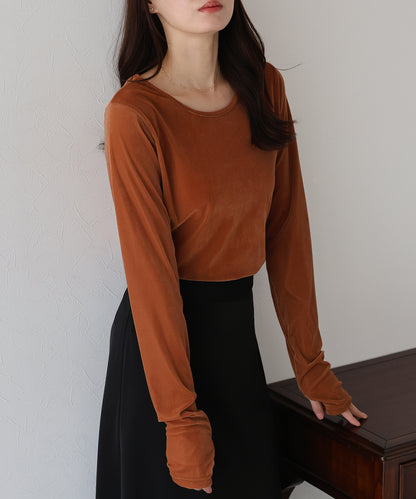 シアーベロアクルーネックカットソー【ネコポス】