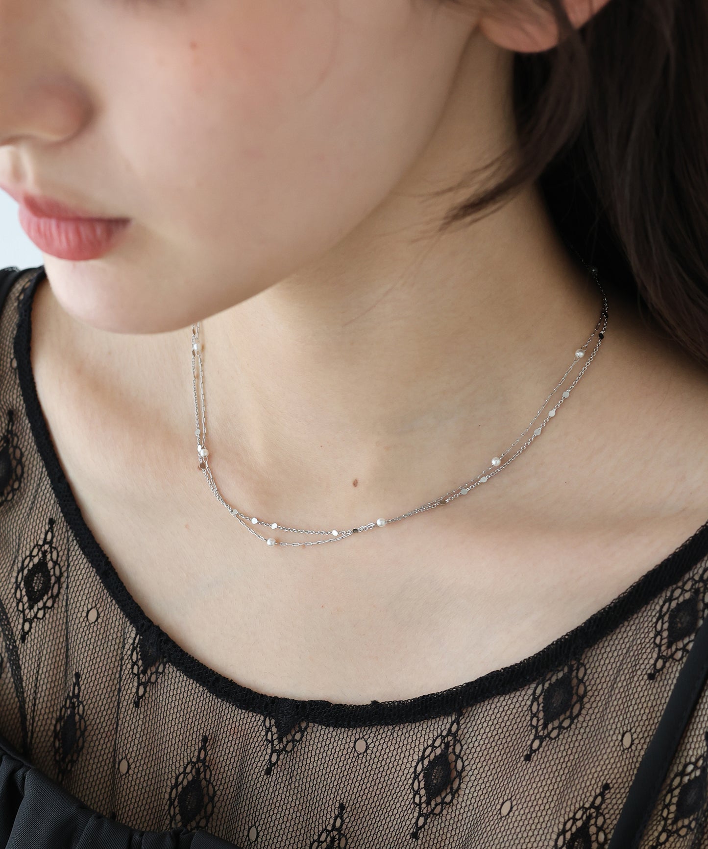 【新商品限定5％OFF（木）】2連ステーションネックレス / ニッケルフリー【ネコポス】