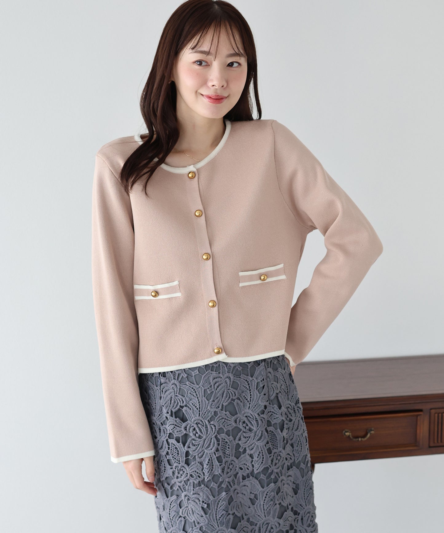 【送料無料】バイカラーニットカーディガン