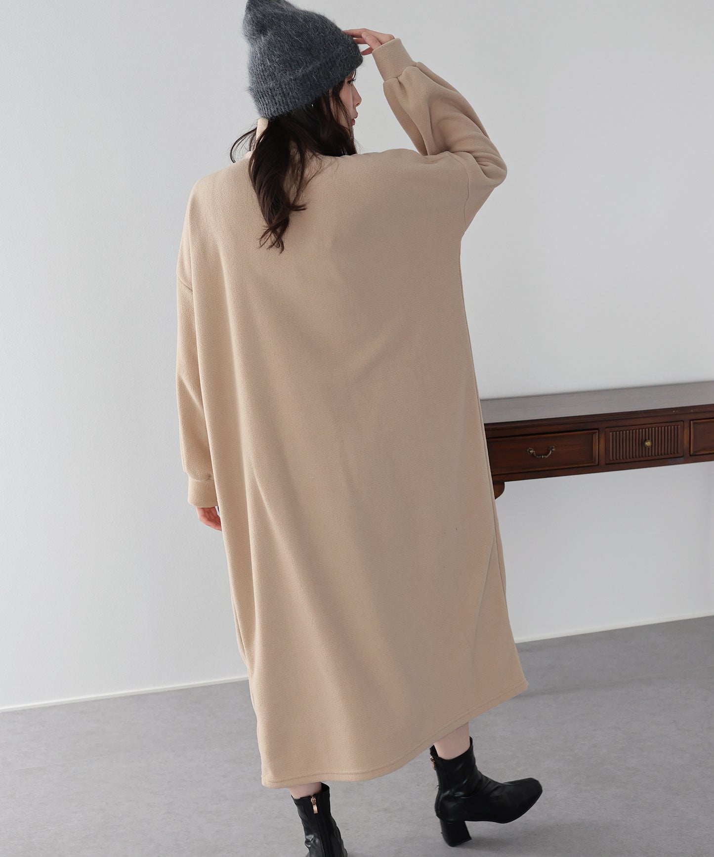 【早割5％OFF】ハーフジップフリースワンピース