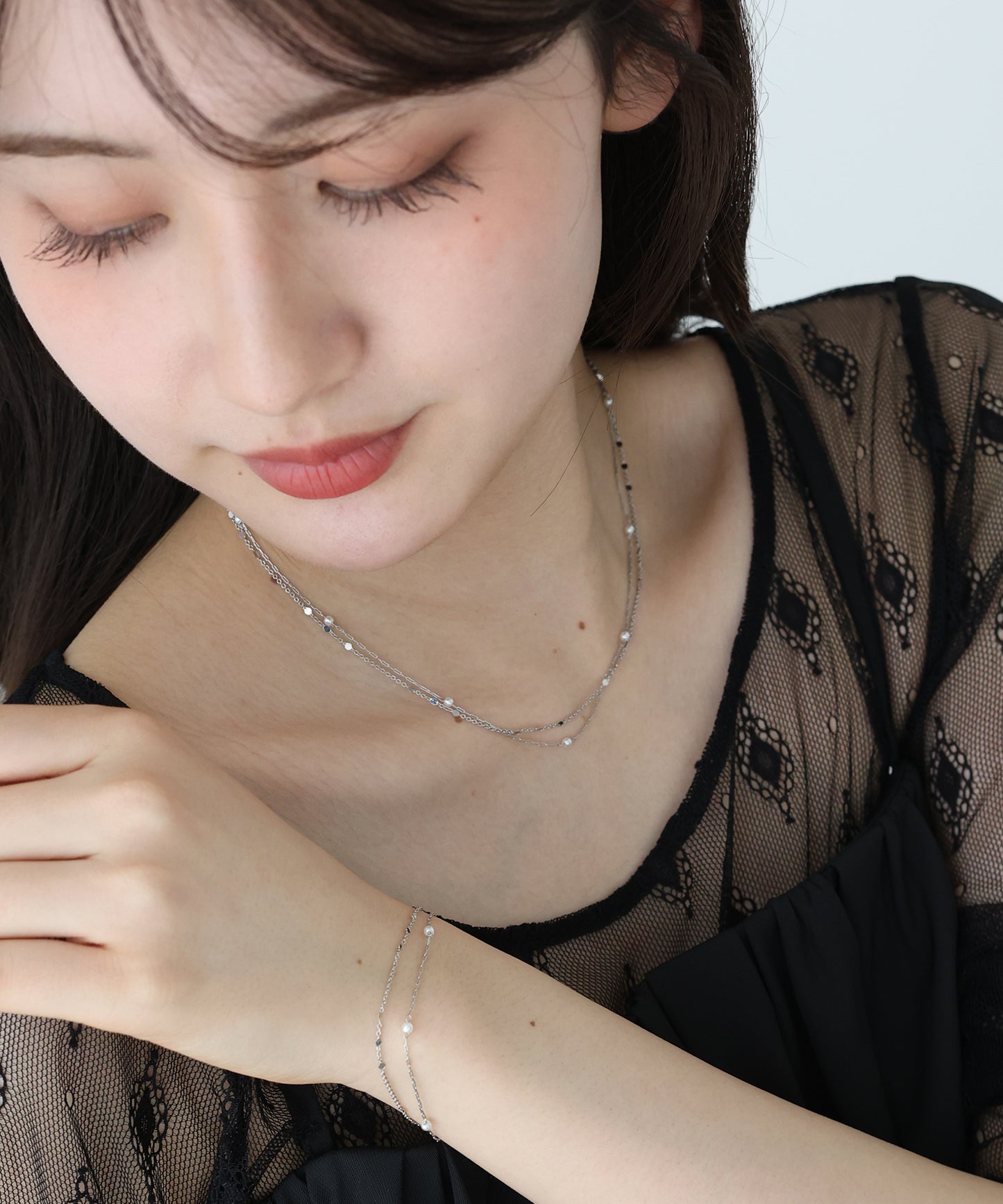 【新商品限定5％OFF（木）】2連ステーションネックレス / ニッケルフリー【ネコポス】