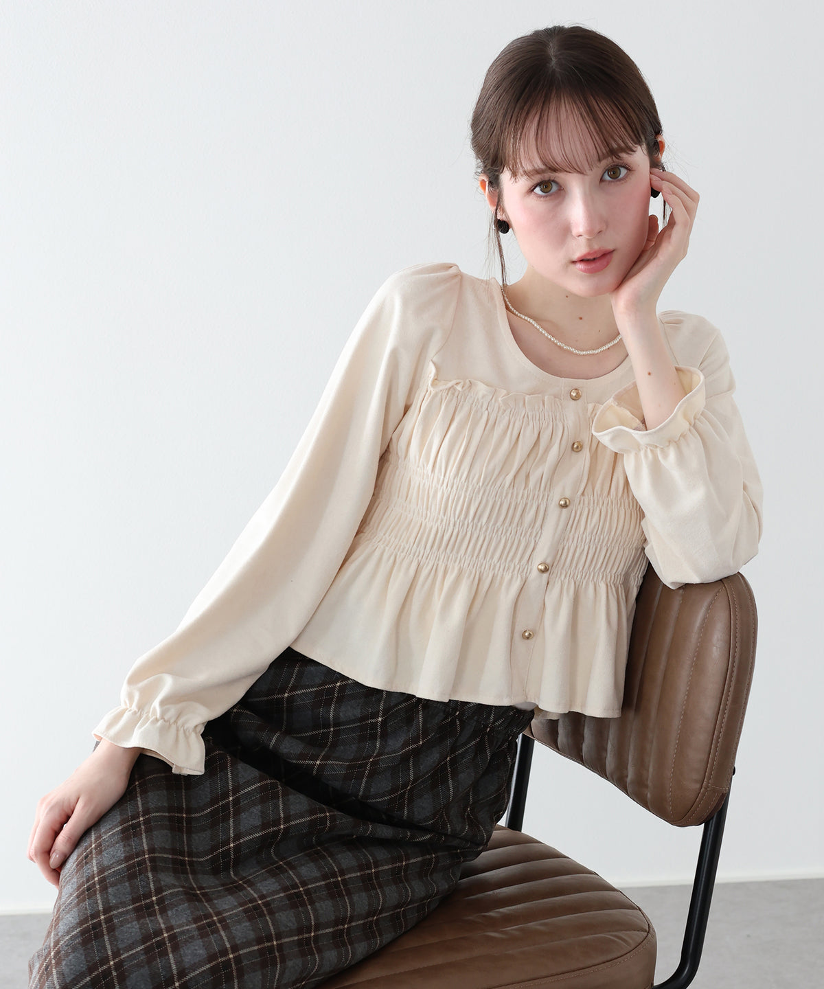 【早割5％OFF】《5色展開》スウェードドットシャーリングブラウス【メール便】