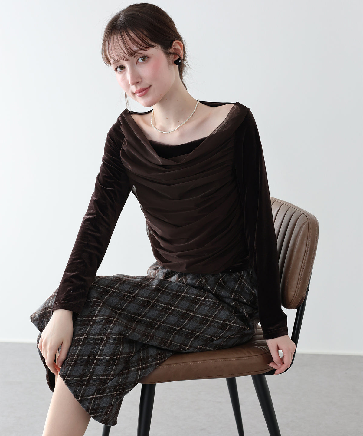 【早割5％OFF】チュールドレープベロアトップス【メール便】