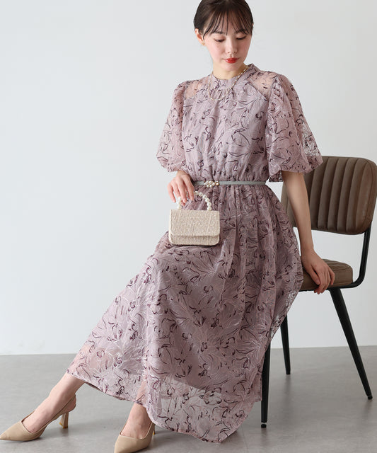 【SALE】バルーンスリーブレースドレス