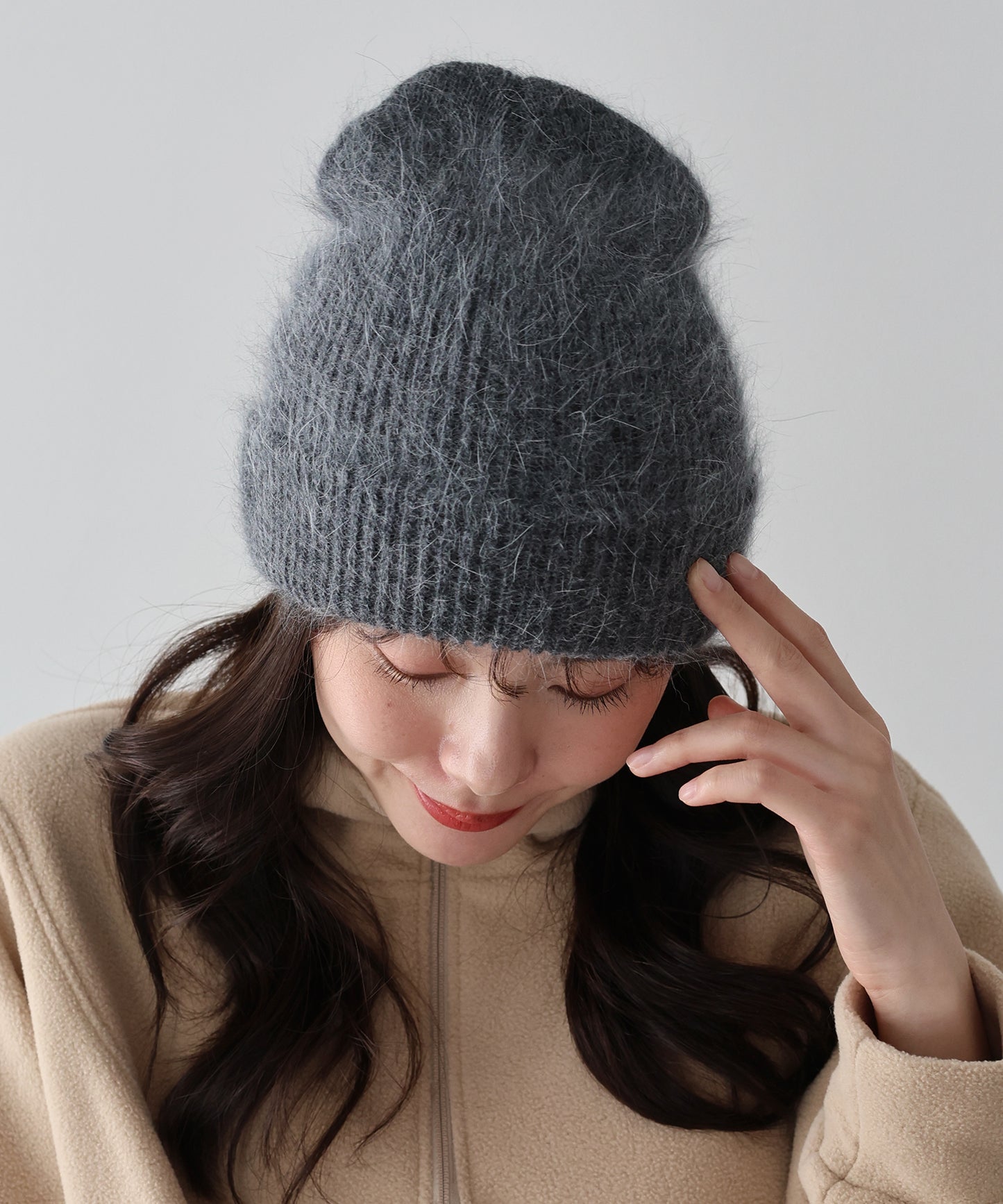 アンゴラニットビーニー 帽子【ネコポス】