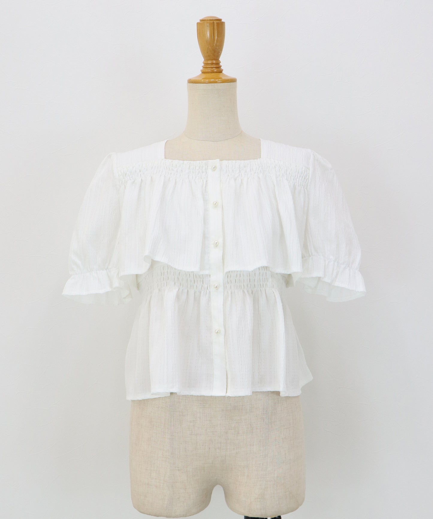 【早割5％OFF】バックリボンスクエアティアードブラウス【メール便】