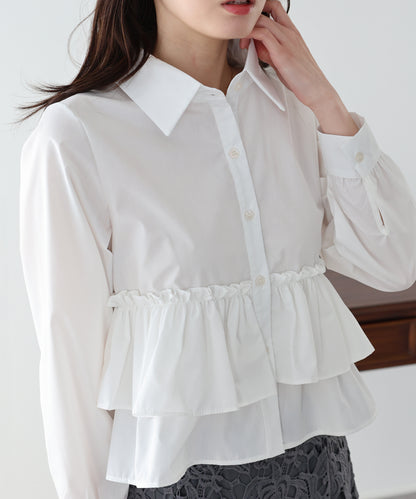 ティアードフリルペプラムブラウス【ネコポス】