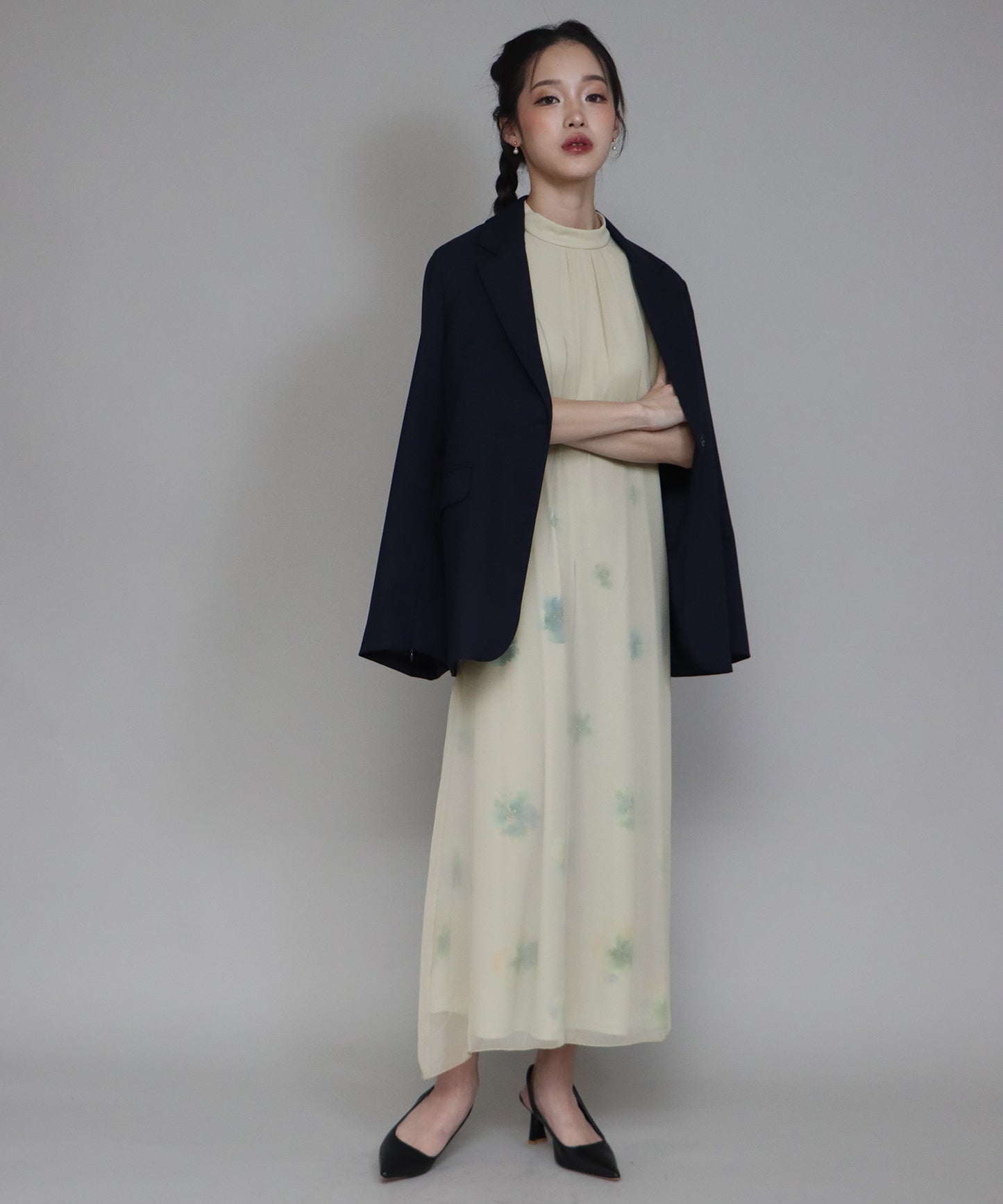 일본제 아트 플라워 프린트 민소매 드레스