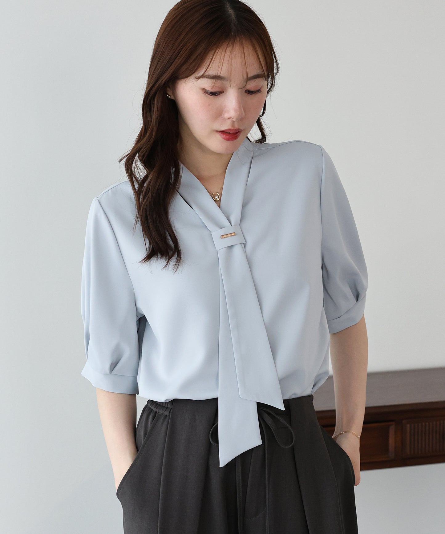 【早割5％OFF】メタルバーボウタイブラウス【メール便】
