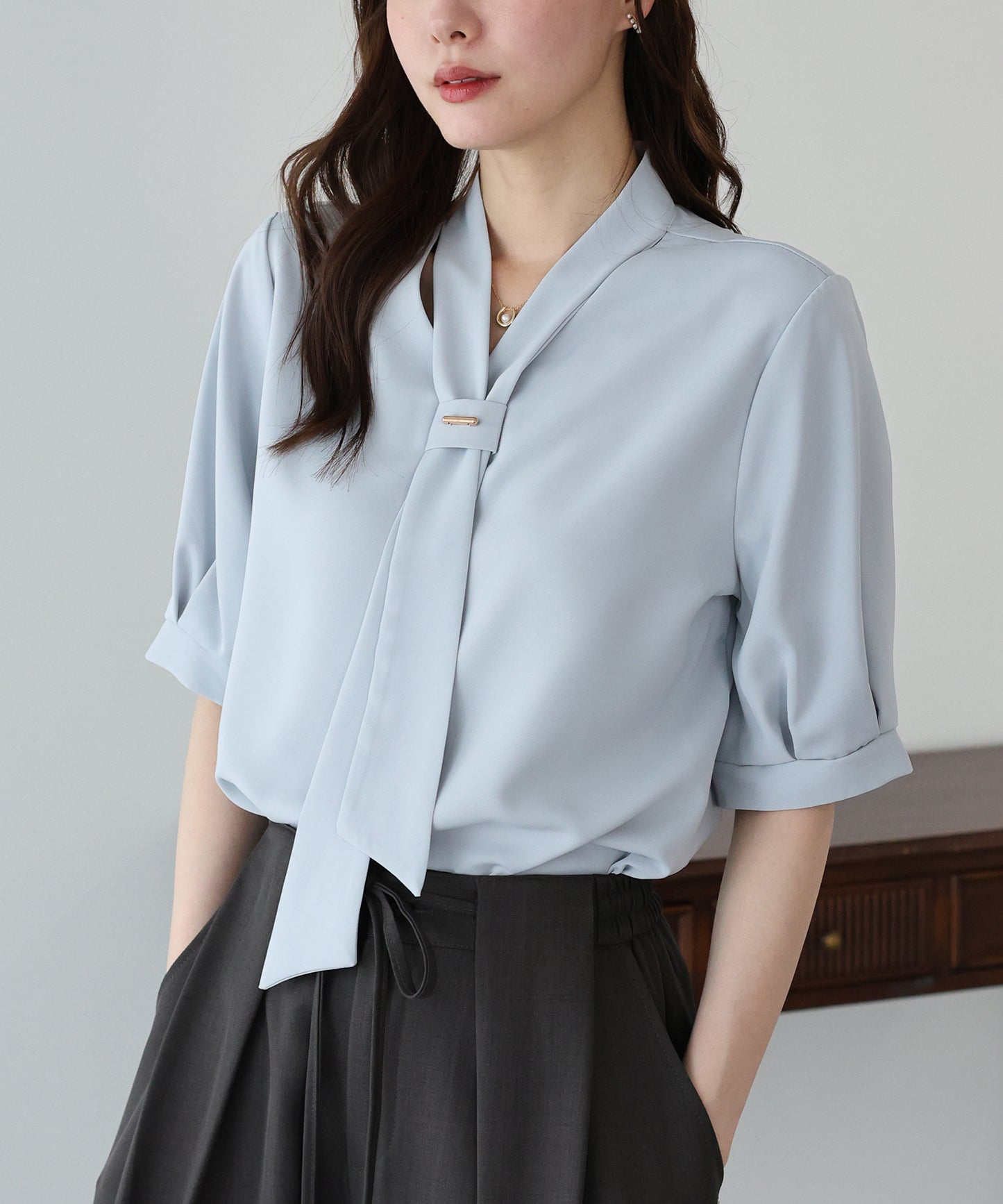 【早割5％OFF】メタルバーボウタイブラウス【メール便】