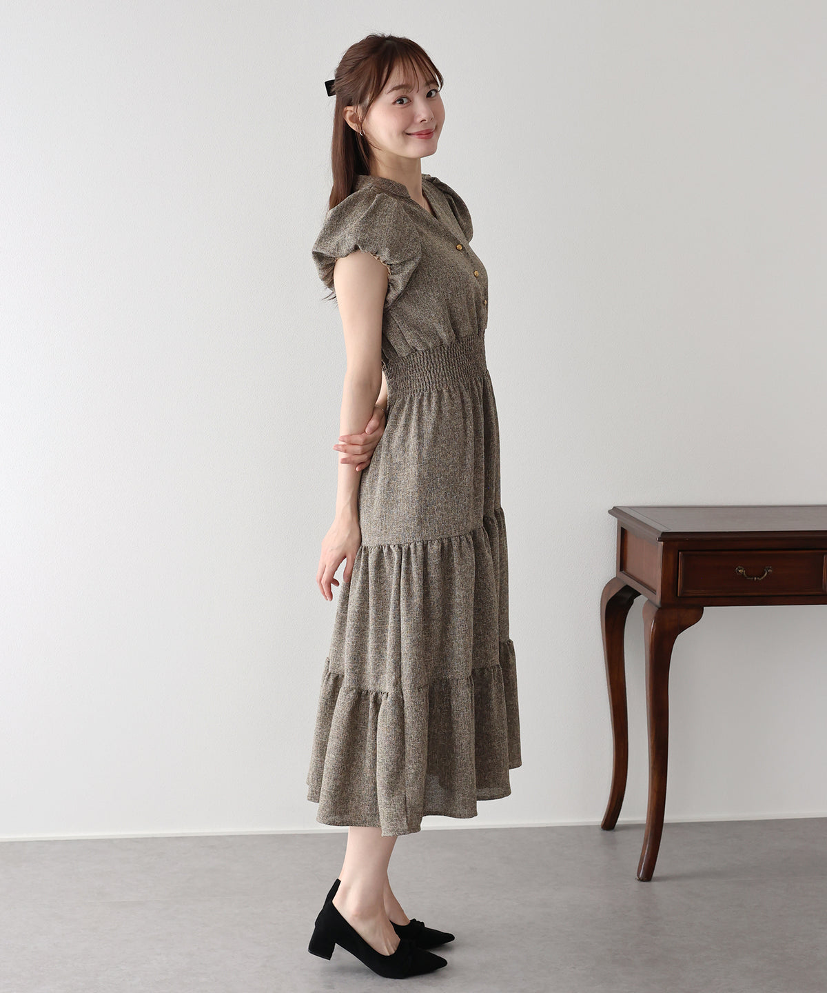 【早割5％OFF】バルーンスリーブツイードワンピース
