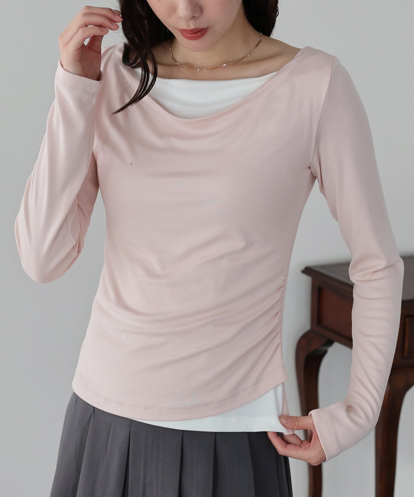 【早割5％OFF】ドレープレイヤードトップス【ネコポス】