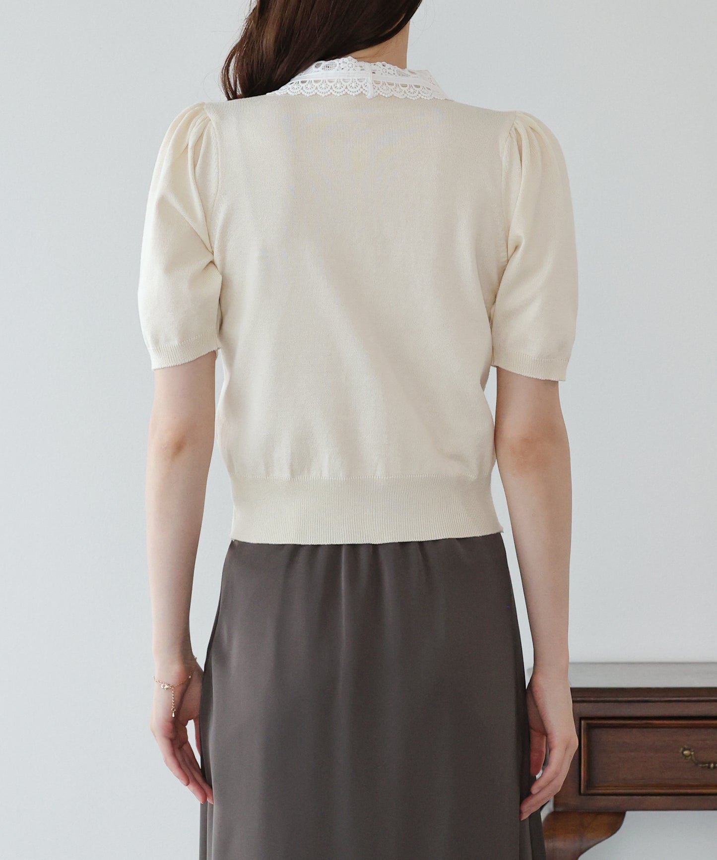 【早割5％OFF】レースリボンカラーカーディガン