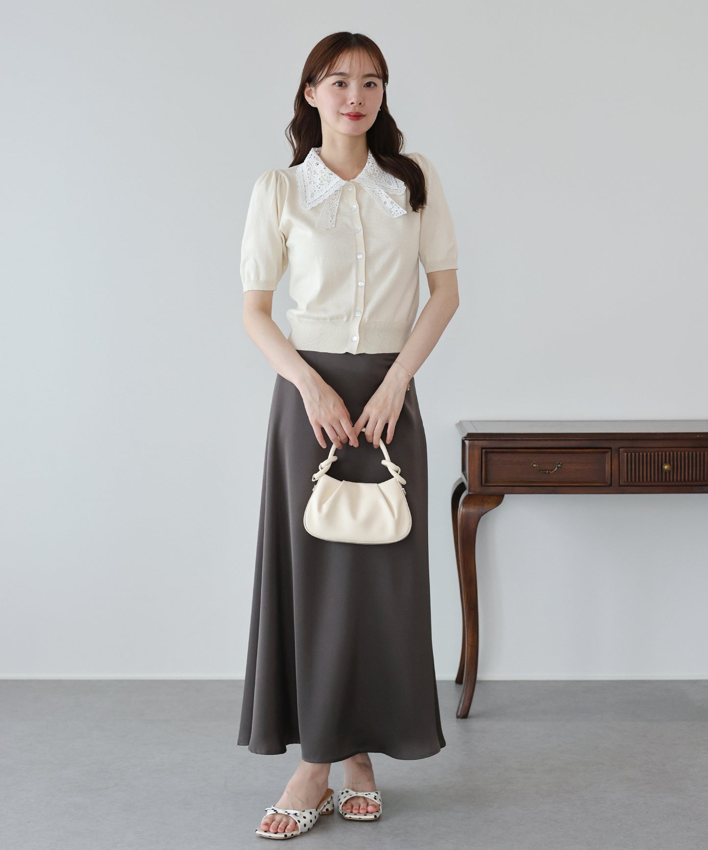 【早割5％OFF】レースリボンカラーカーディガン