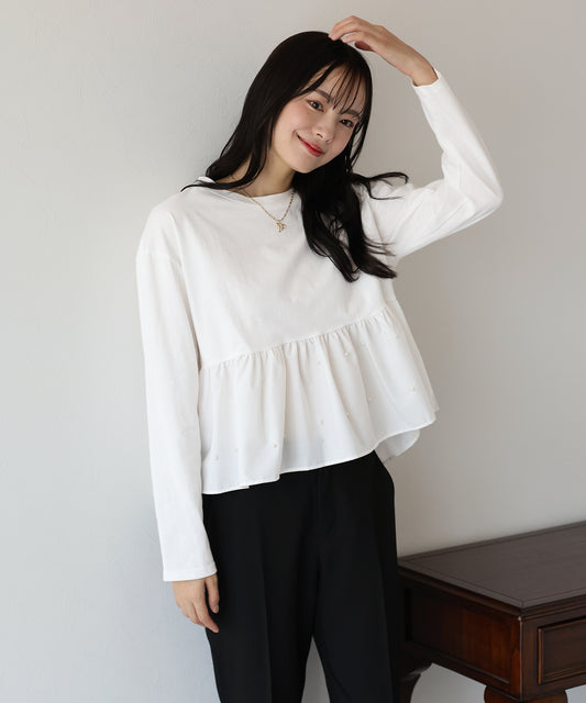 パールペプラムプルオーバー