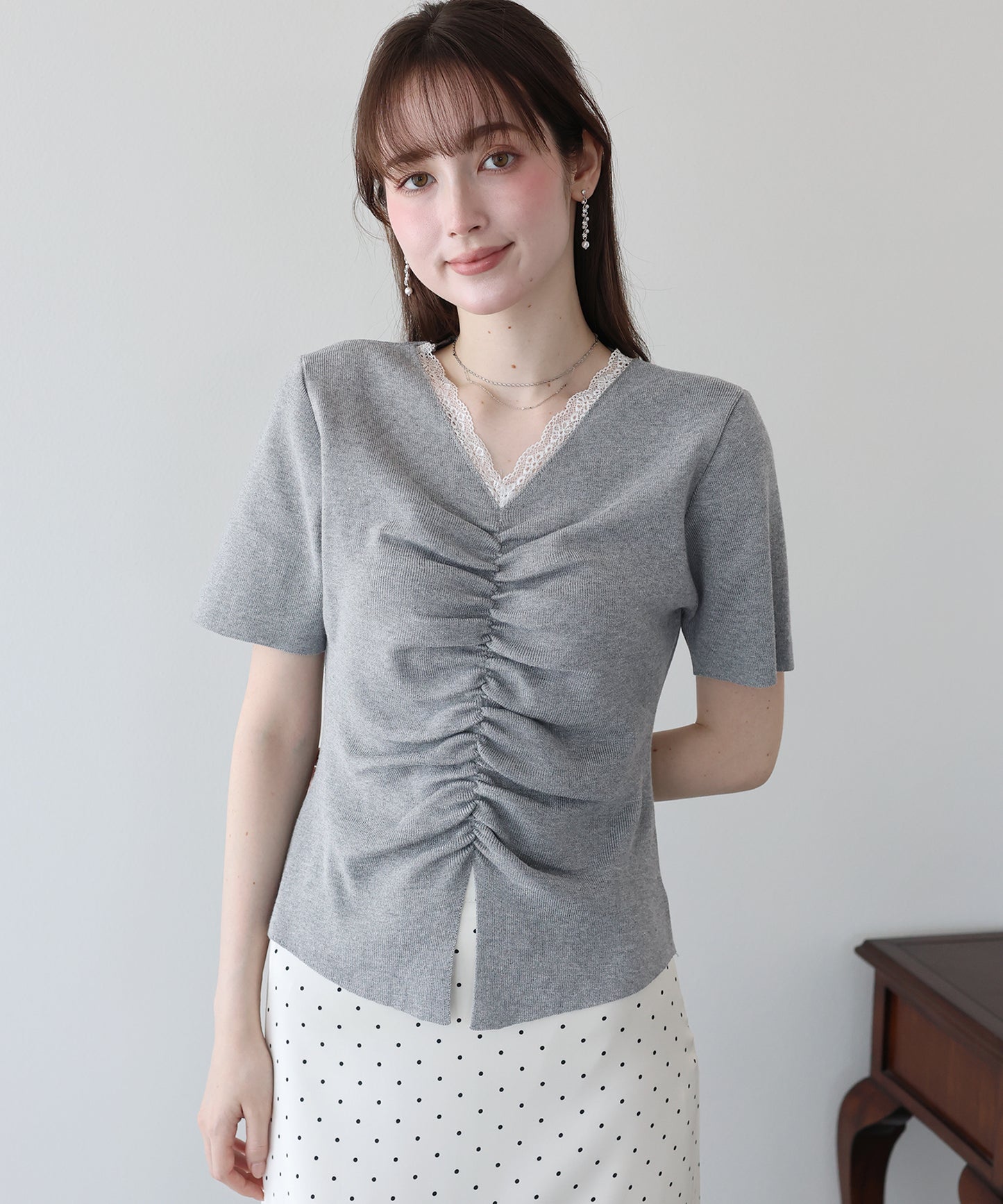 フロントシャーリングニット【メール便】