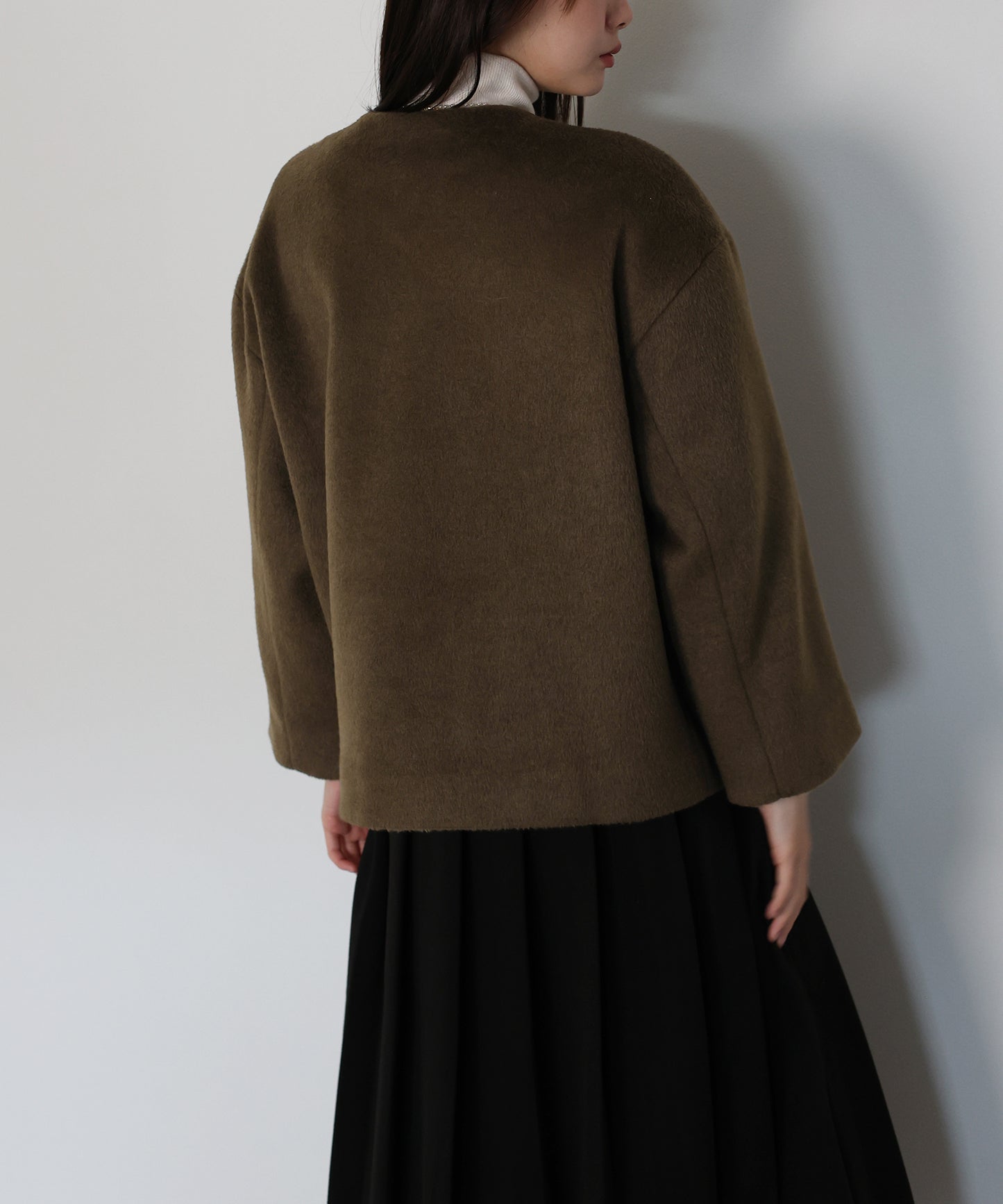 金ボタンウールシャギーコート[J by blue]