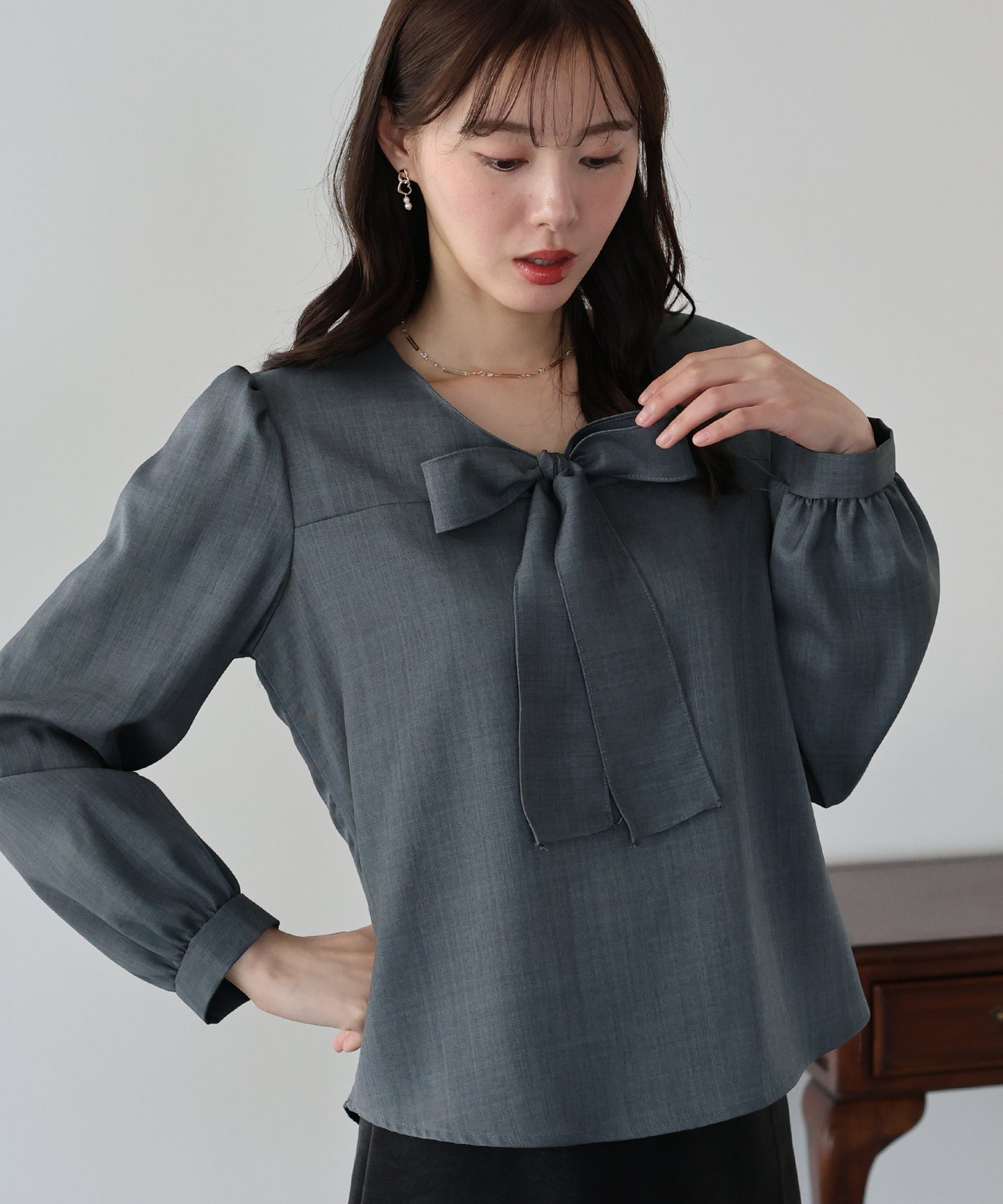 【早割5％OFF】リボンボウタイブラウス【ネコポス】