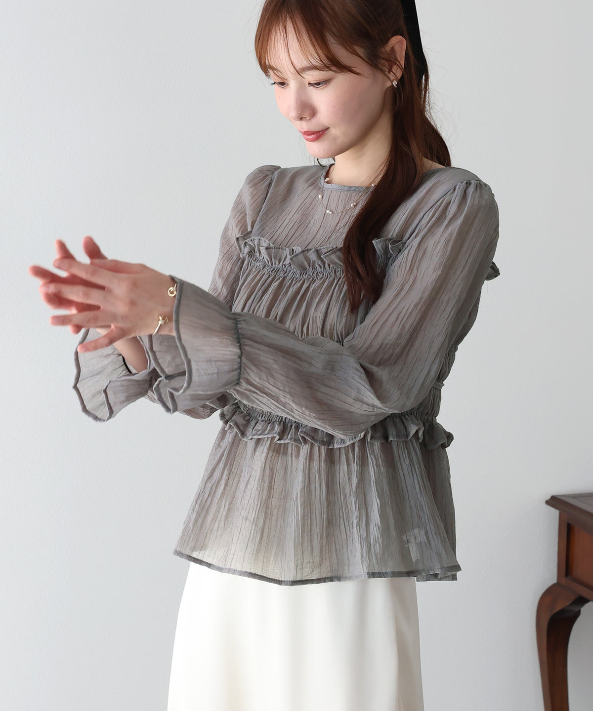 【早割5％OFF】シアーペプラムブラウス【メール便】
