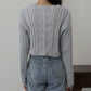 【SALE】クロップドケーブルカーディガン