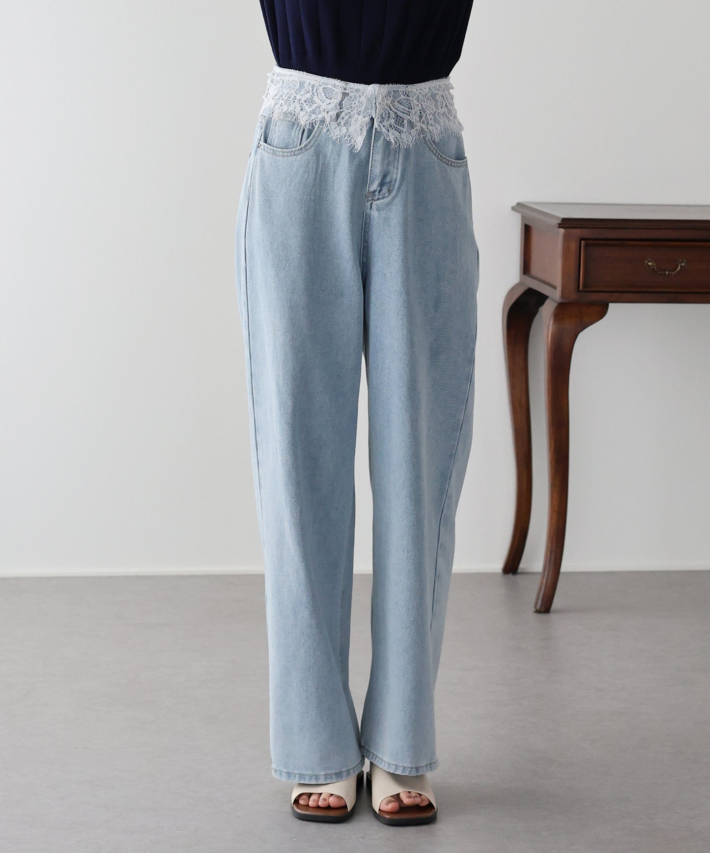 【早割5％OFF】ウエストレースデニムパンツ