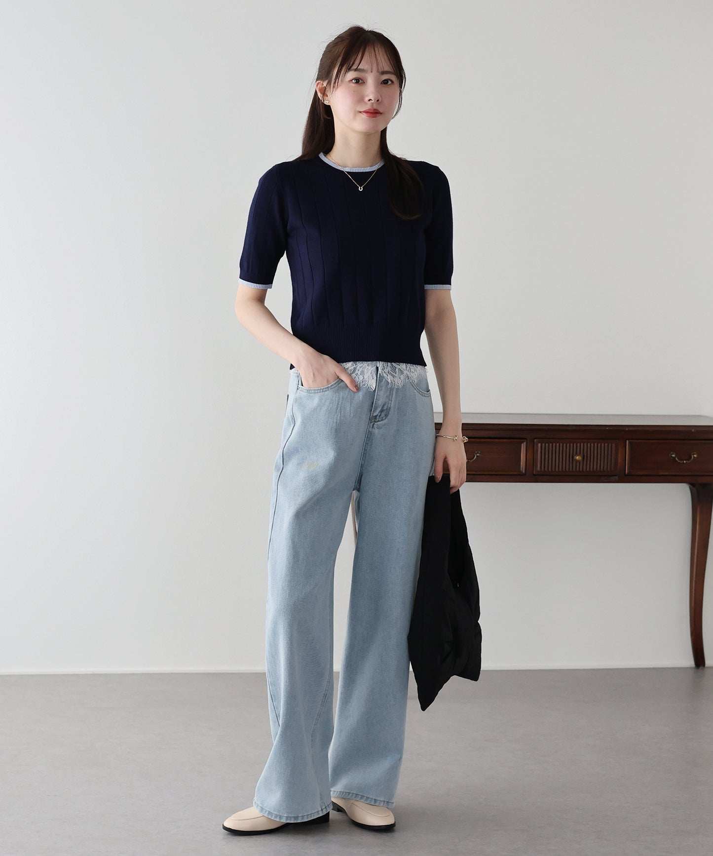 【早割5％OFF】ウエストレースデニムパンツ