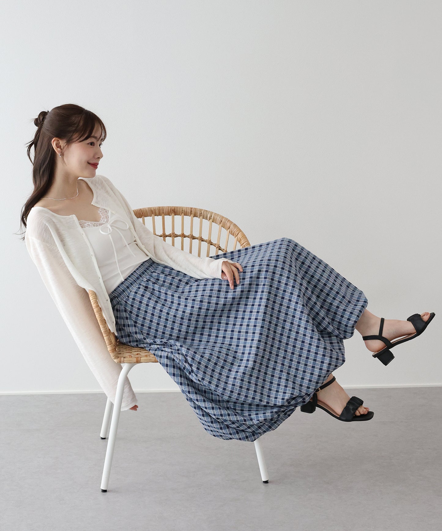 チェックバルーンスカート