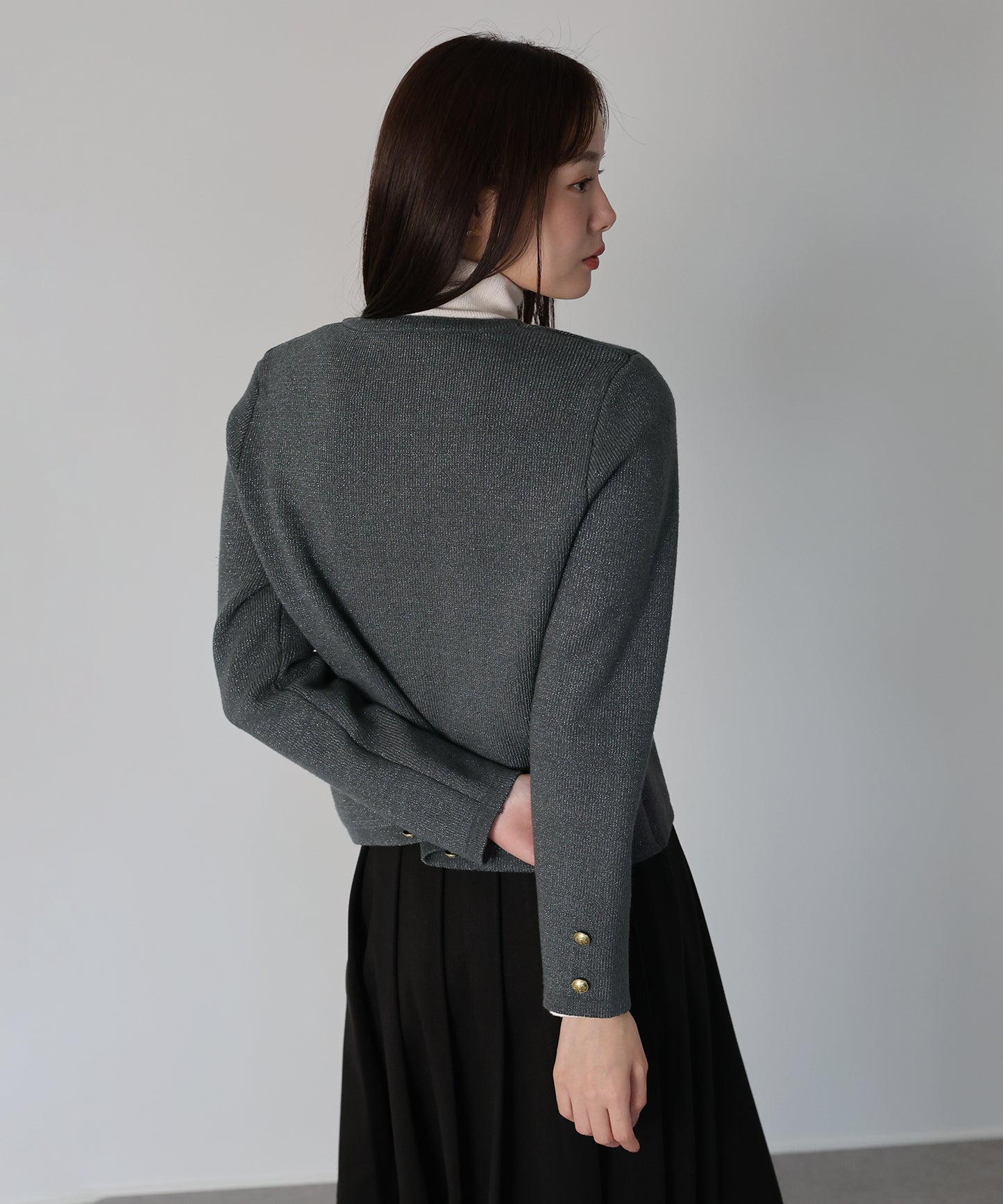 ゴールドボタンラメニットジャケット