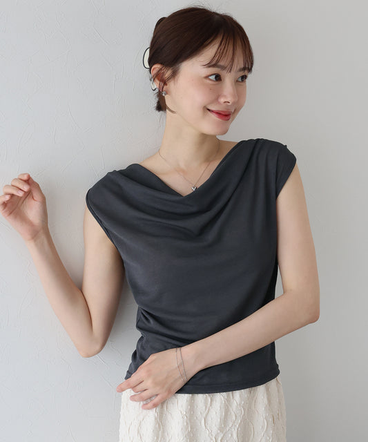 【TIME SALE】ドレープネックフレンチシアーTシャツ【ネコポス】
