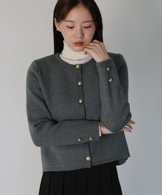 ゴールドボタンラメニットジャケット