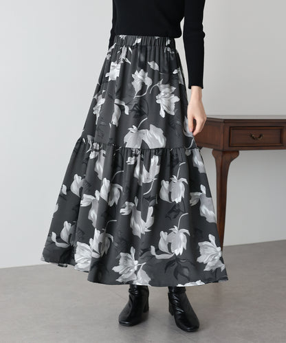 【早割5％OFF】フラワーティアードスカート