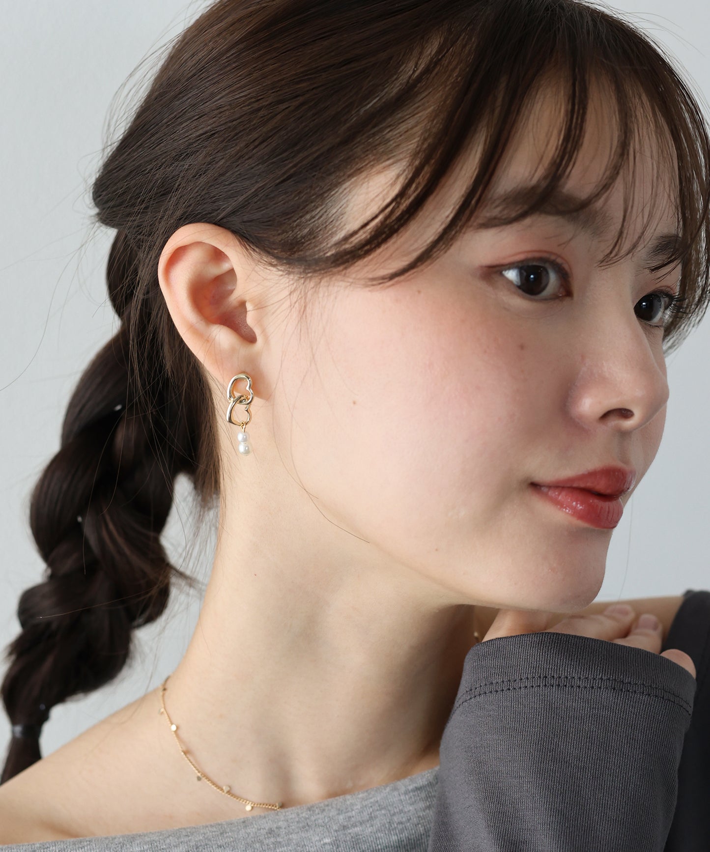 ダブルハートピアス/ニッケルフリー【ネコポス】