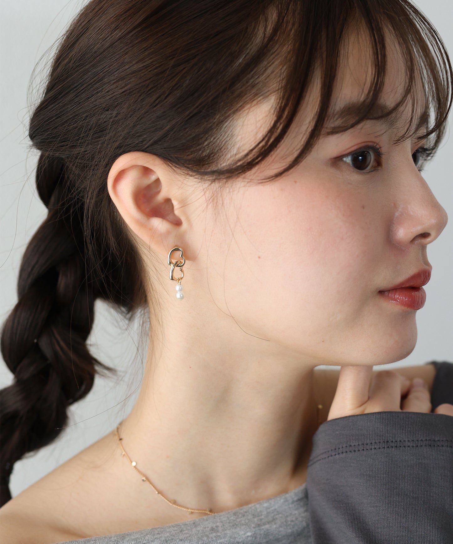 ダブルハートピアス/ニッケルフリー【ネコポス】