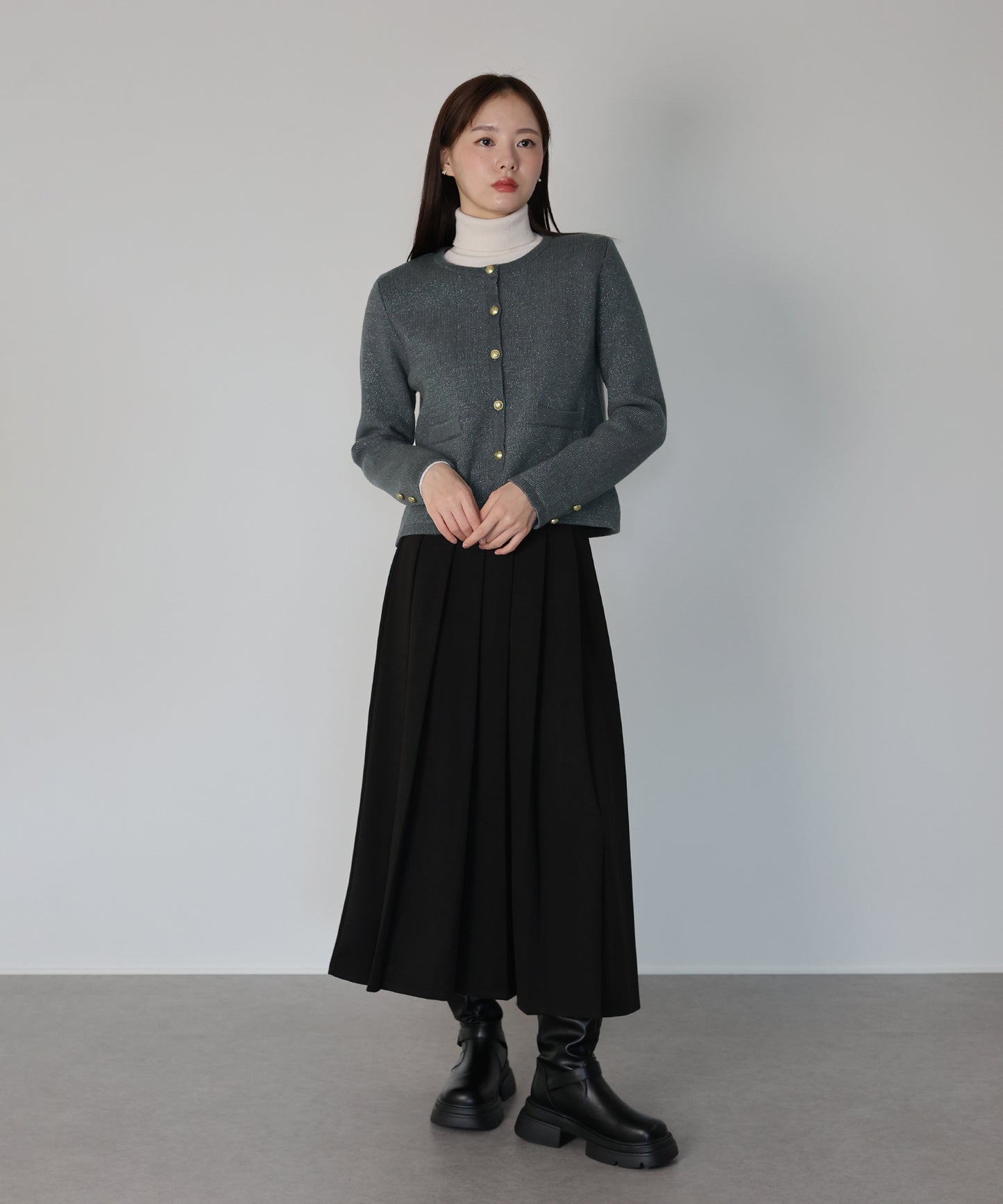 ゴールドボタンラメニットジャケット