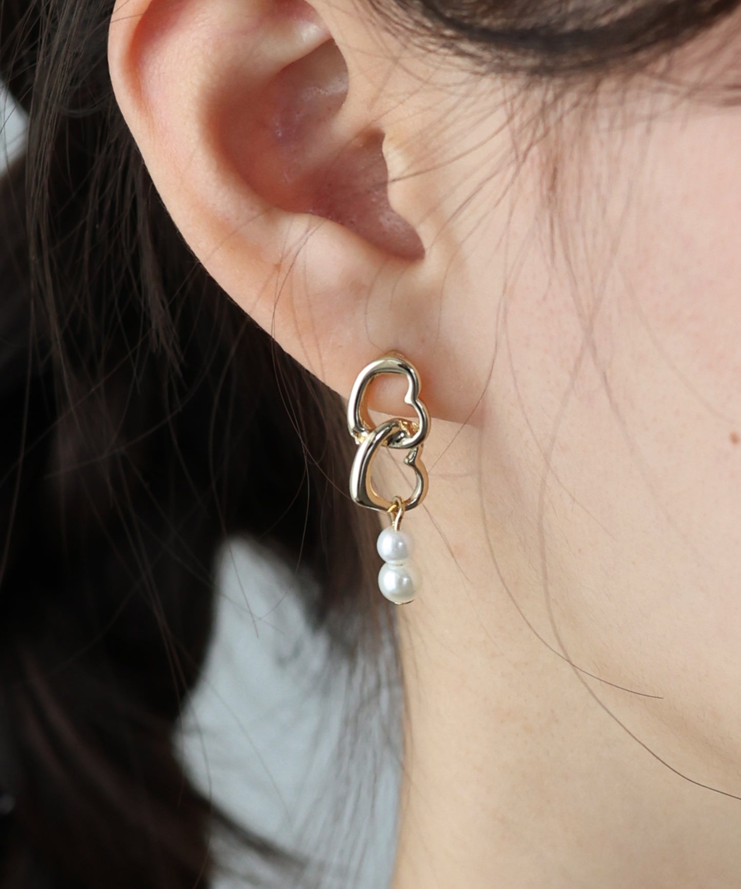 ダブルハートピアス/ニッケルフリー【ネコポス】