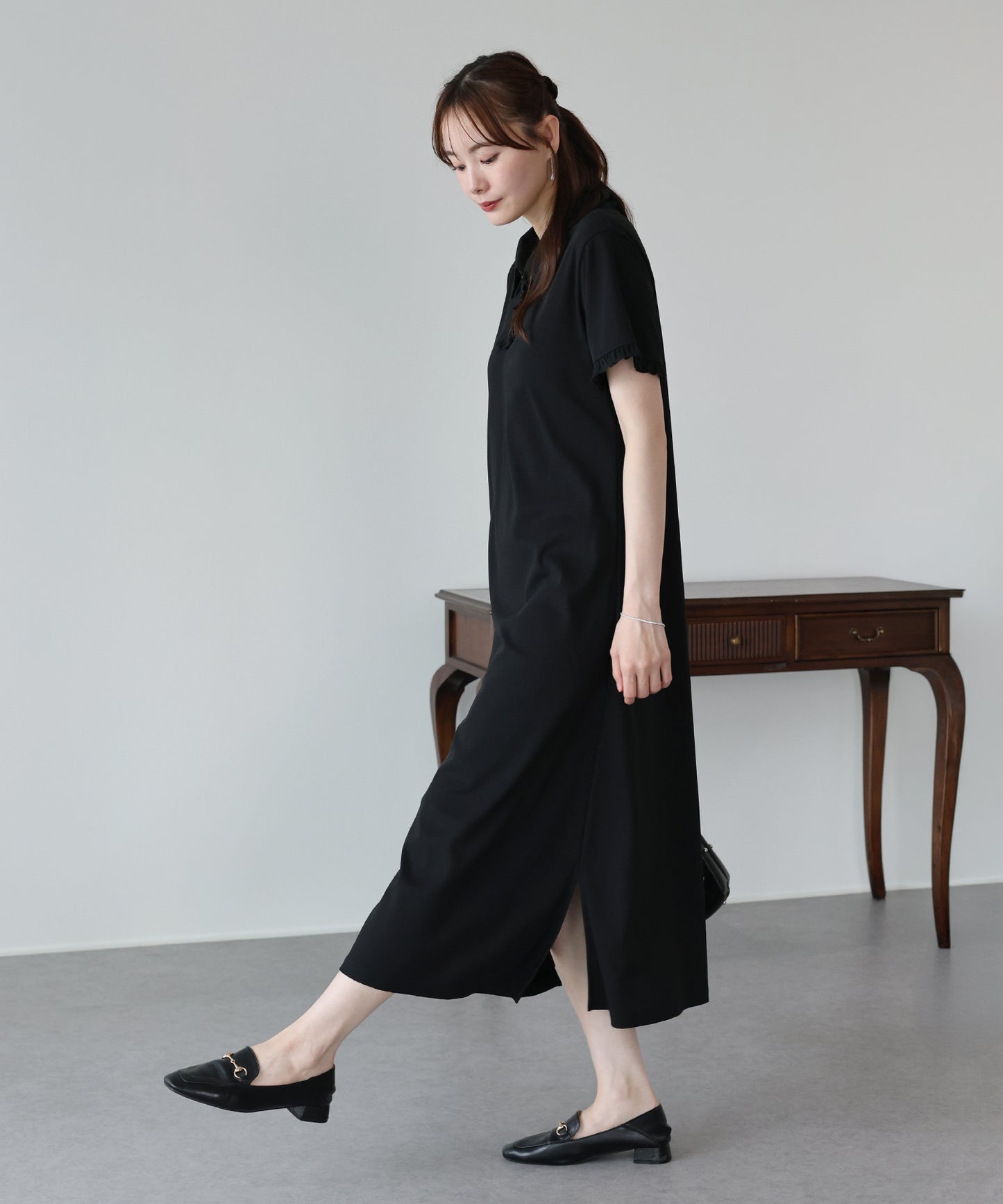 【早割5％OFF】フロントフリルポロワンピース