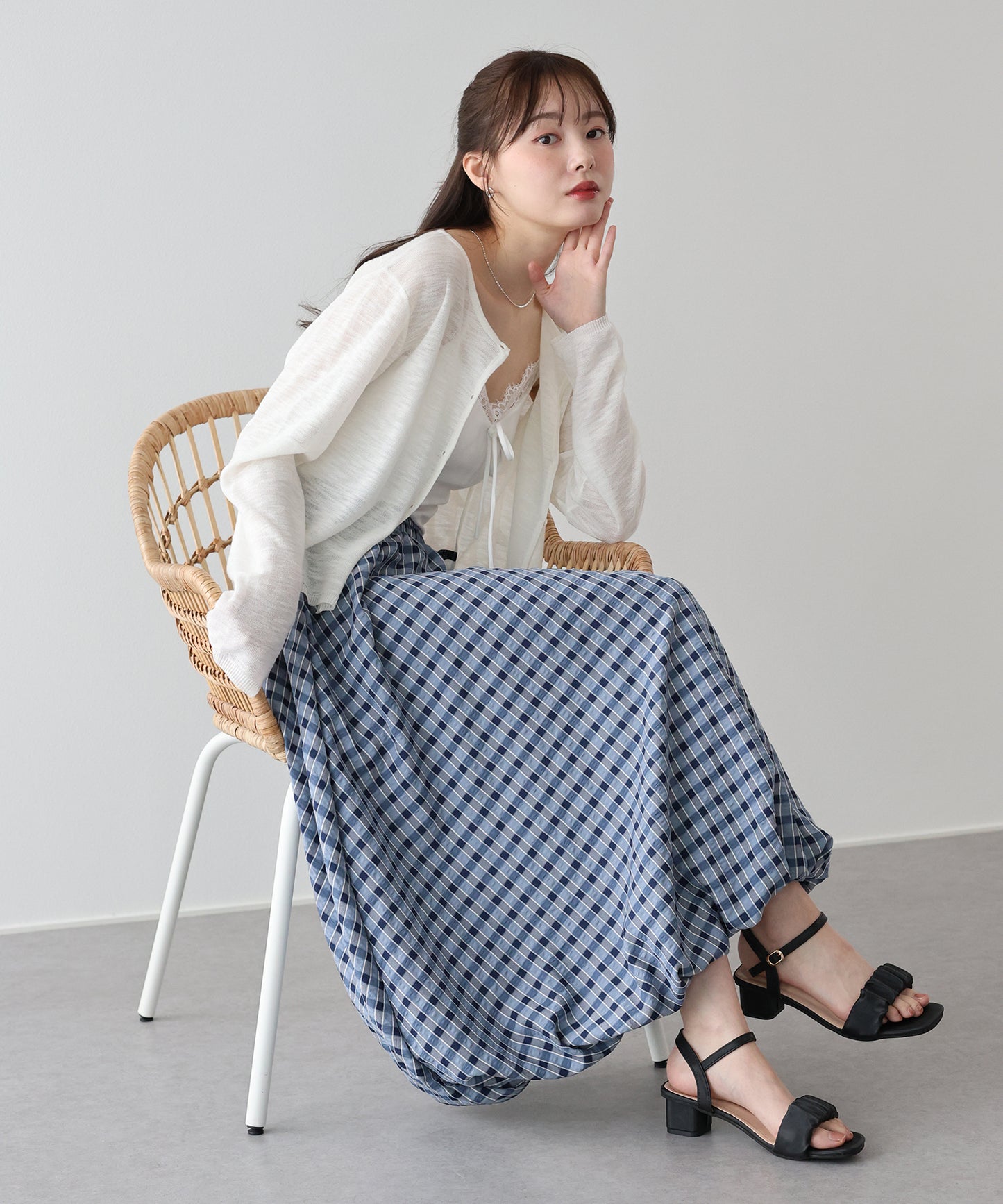 チェックバルーンスカート