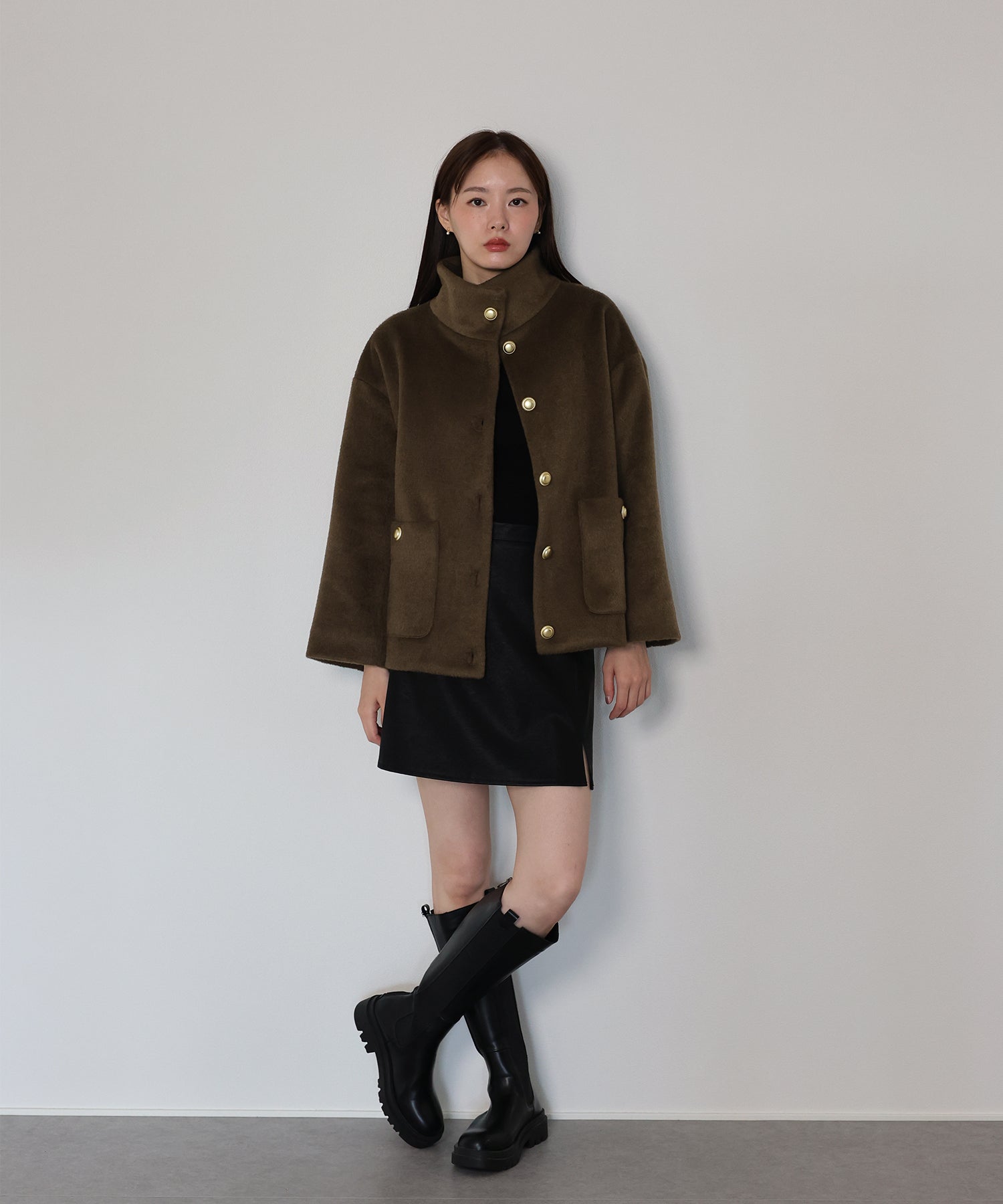 GOLD ウールシャギーコート ゴールドボタンスタンドウールシャギーコート – BLUE ONLINE