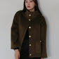 ゴールドボタンスタンドウールシャギーコート