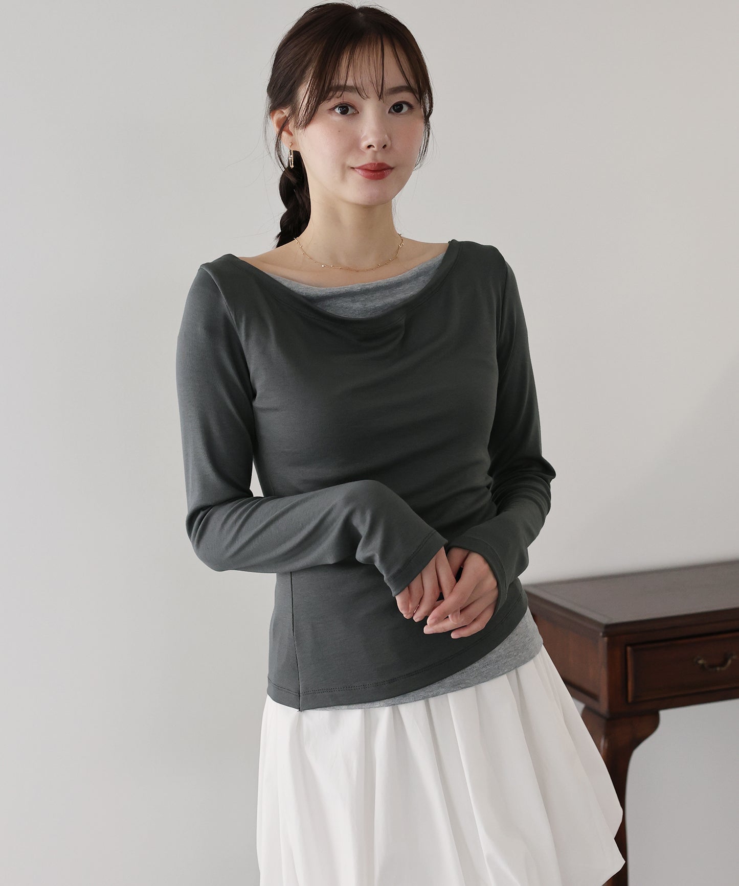 【早割5％OFF】ドレープレイヤードトップス【ネコポス】