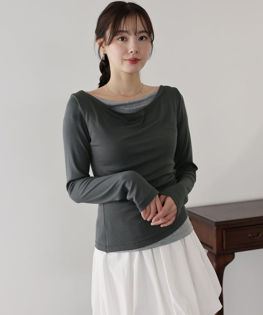 【早割5％OFF】ドレープレイヤードトップス【ネコポス】