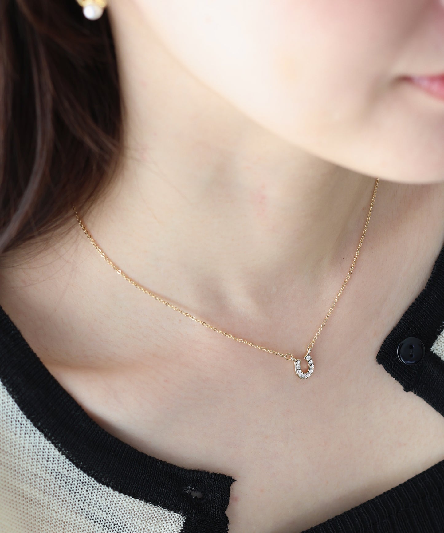 ビジューホースシューネックレス/ニッケルフリー【ネコポス】