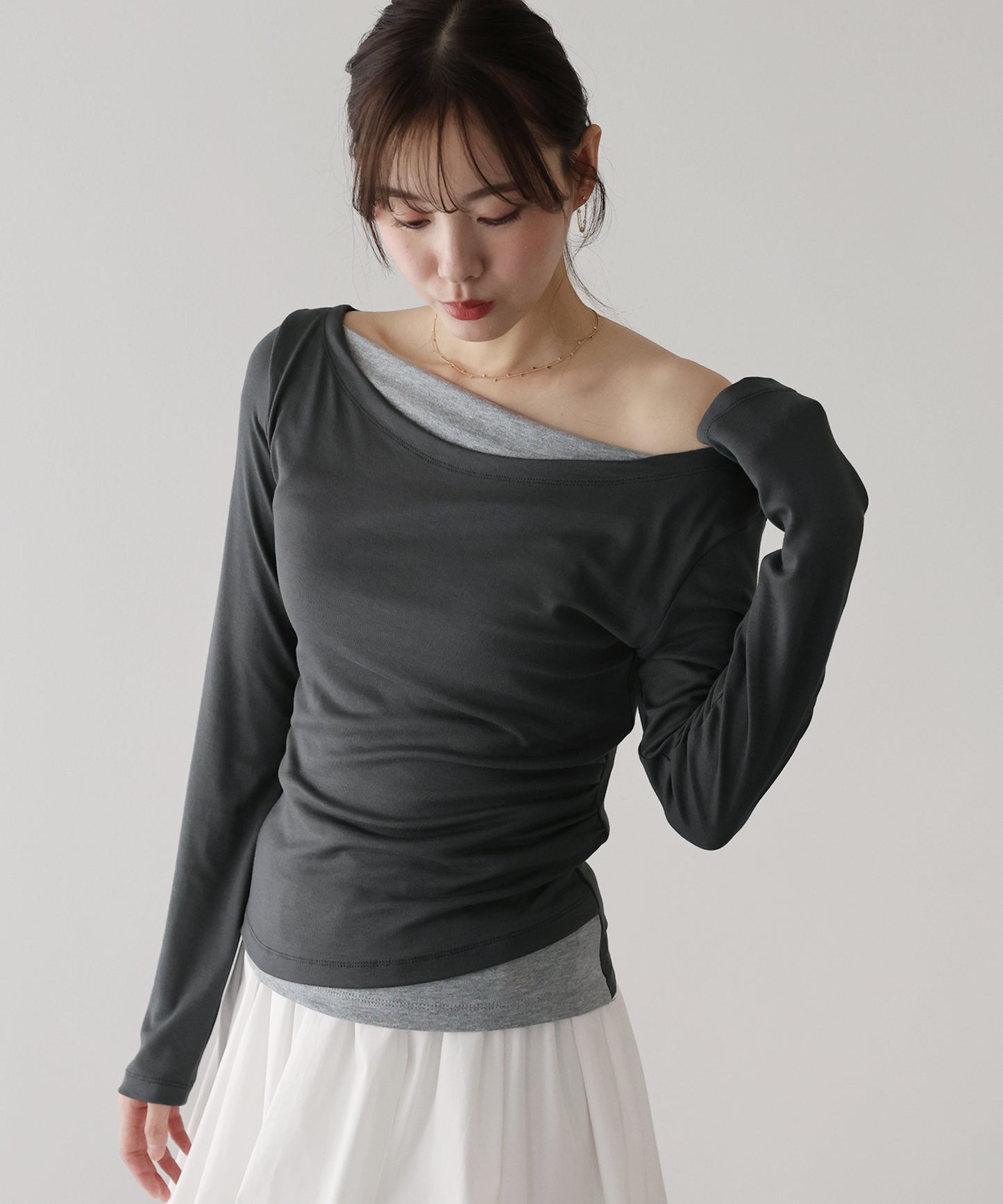 【早割5％OFF】ドレープレイヤードトップス【ネコポス】