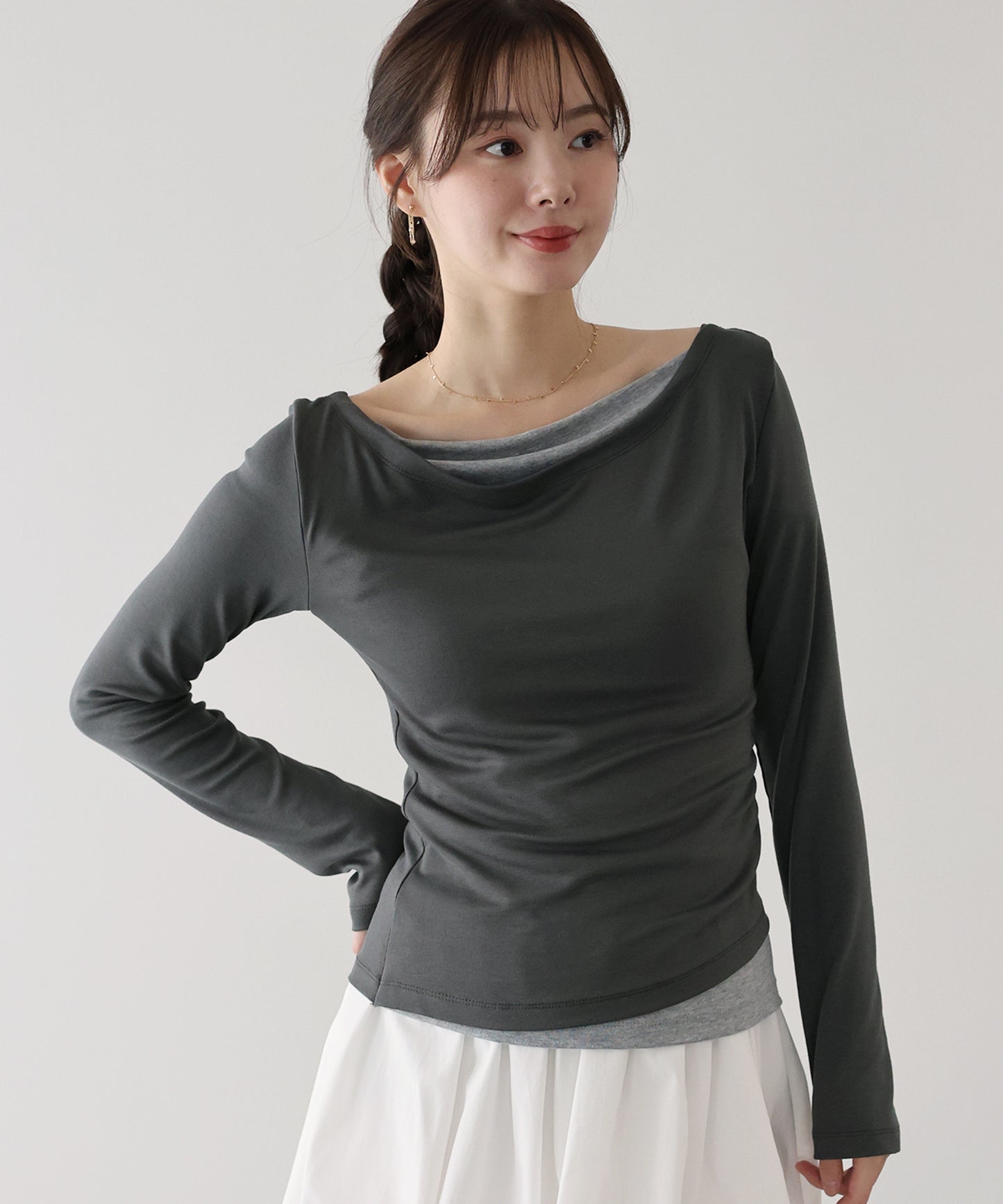 【早割5％OFF】ドレープレイヤードトップス【ネコポス】