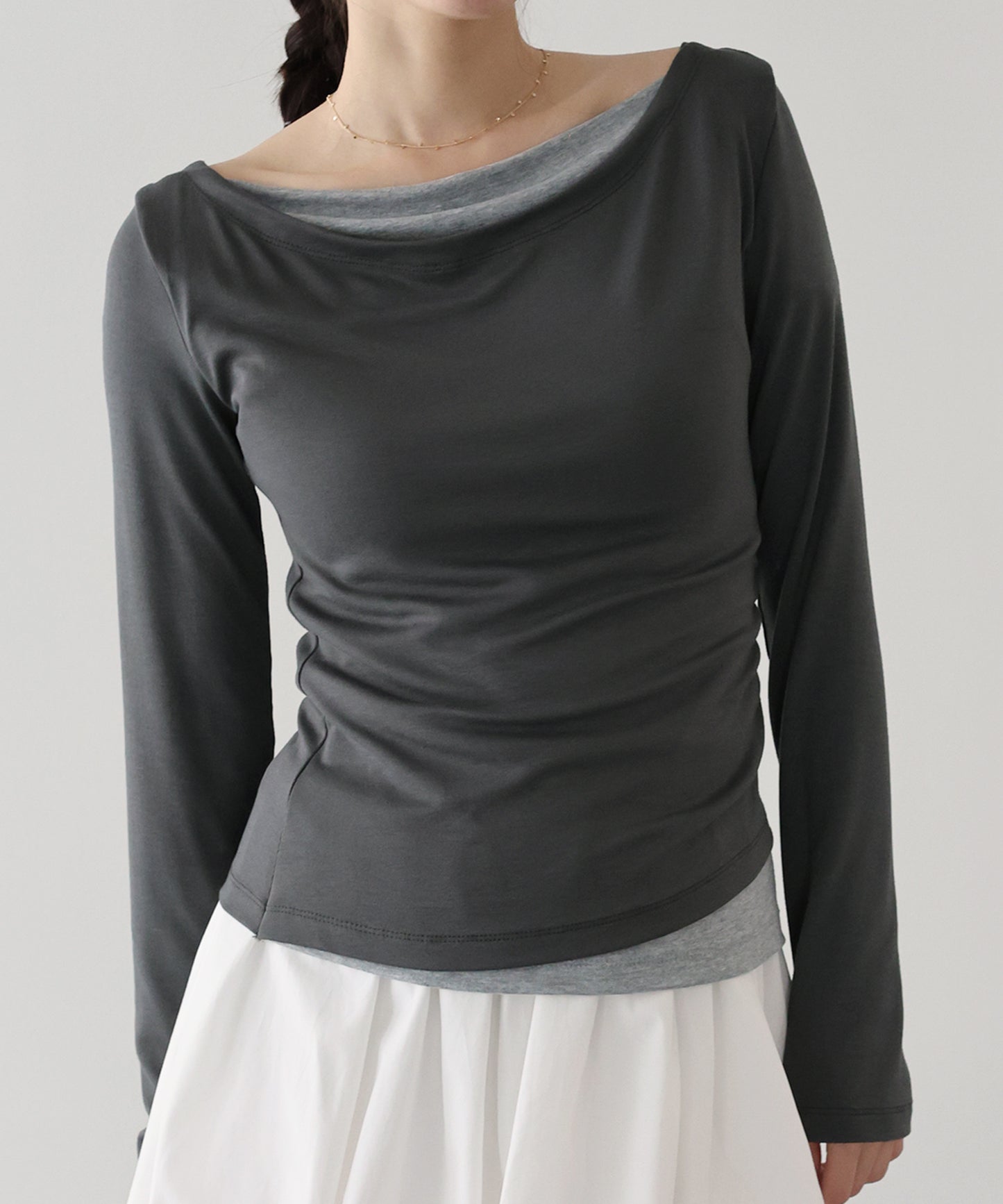 【早割5％OFF】ドレープレイヤードトップス【ネコポス】