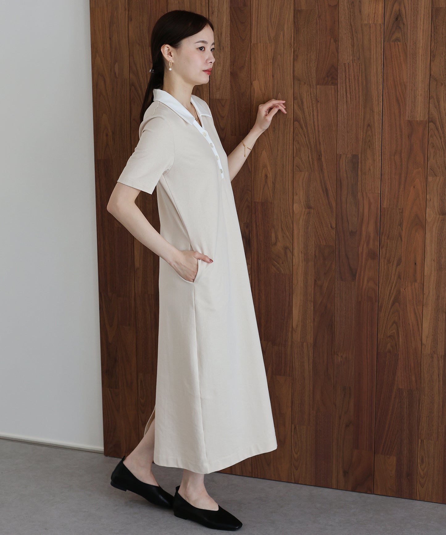 【早割5％OFF】スキッパー襟ワンピース