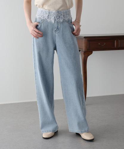 【早割5％OFF】ウエストレースデニムパンツ